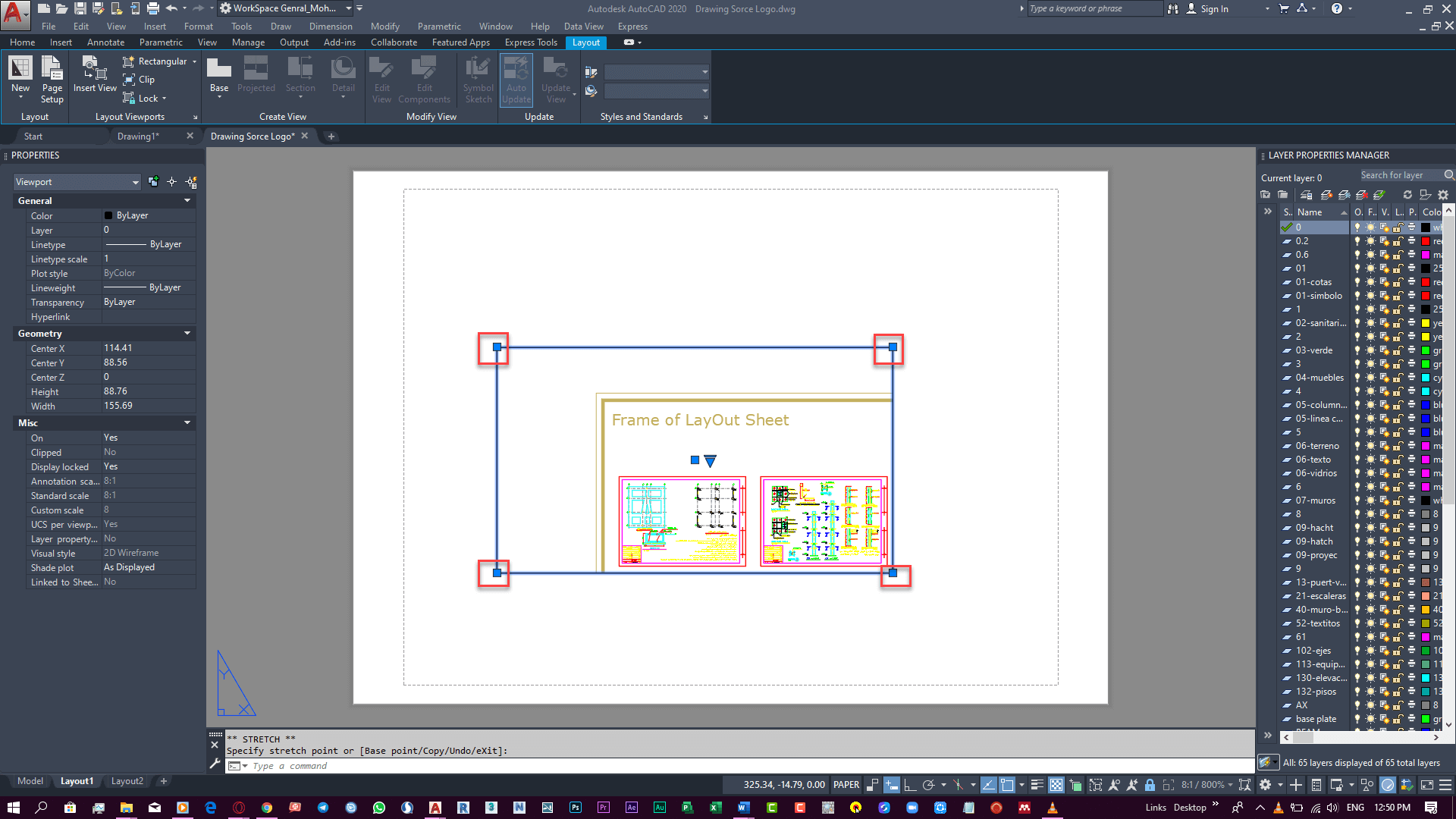 دستور Layout اتوکد