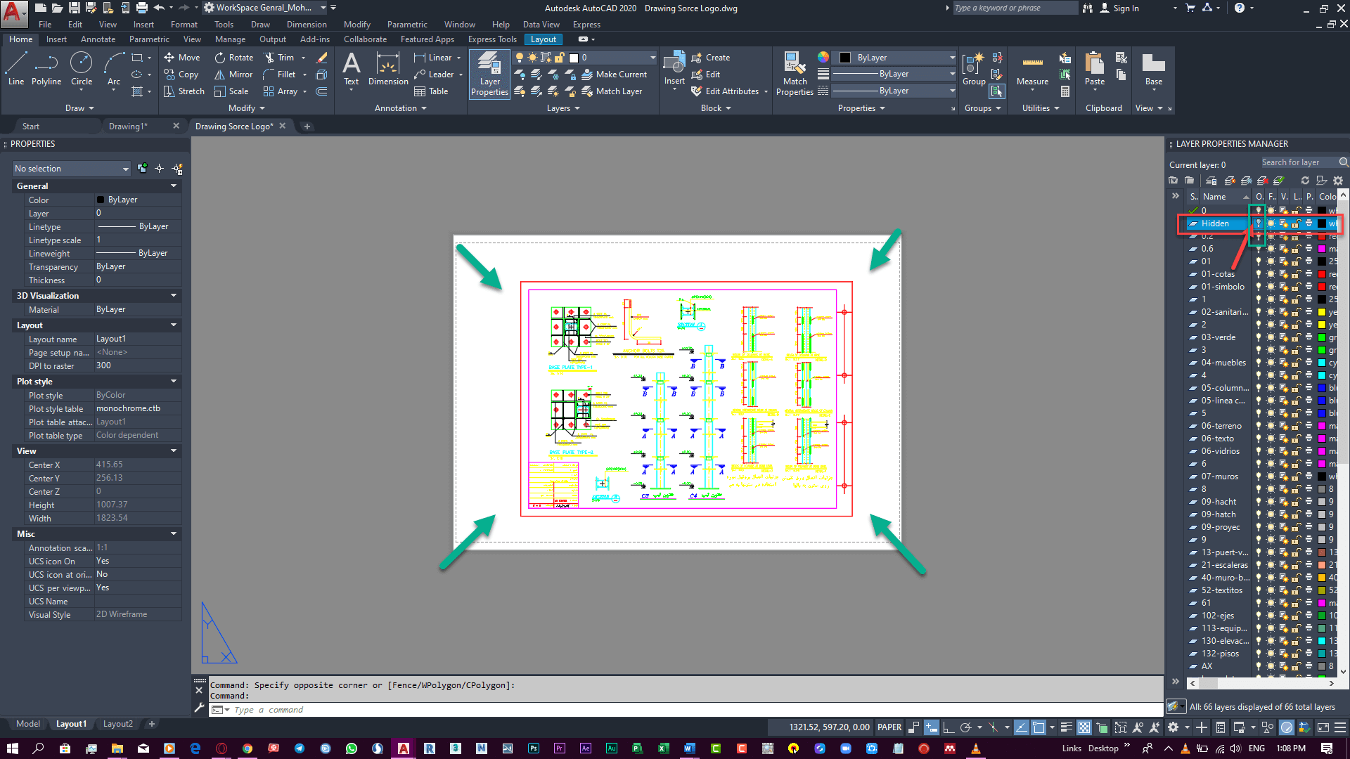 layout اتوکد