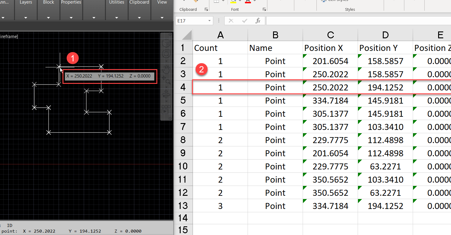 لیسپ export مختصات نقاط (point) از اتوکد به اکسل